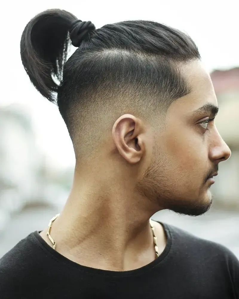 Skin Fade Ponytail Mullet